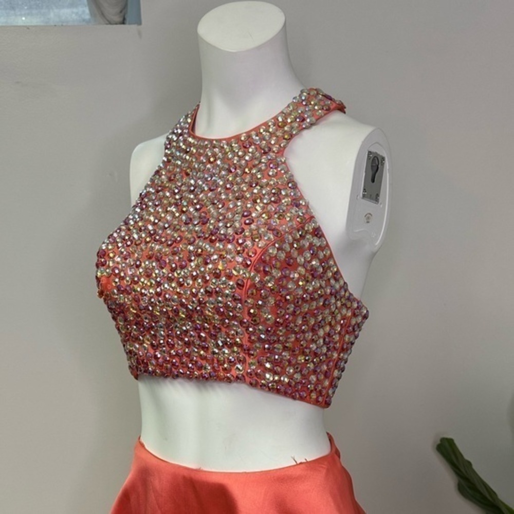 Faviana Coral 2 piece Prom Dress with Maxi‎ Skirt sz 2 - Picture 4 of 17